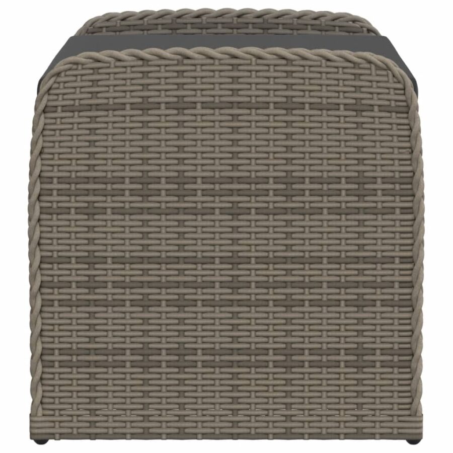 Opbergbankje met kussen 80x51x52 cm poly rattan grijs - Afbeelding 5