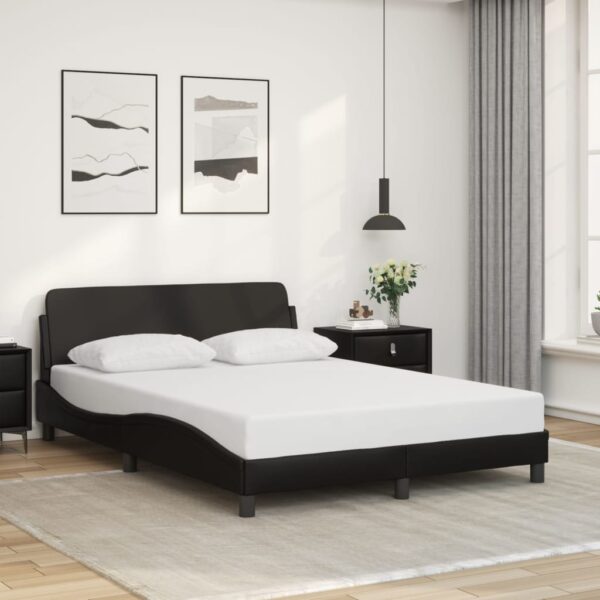 Bedframe met hoofdeind kunstleer zwart 140x190 cm