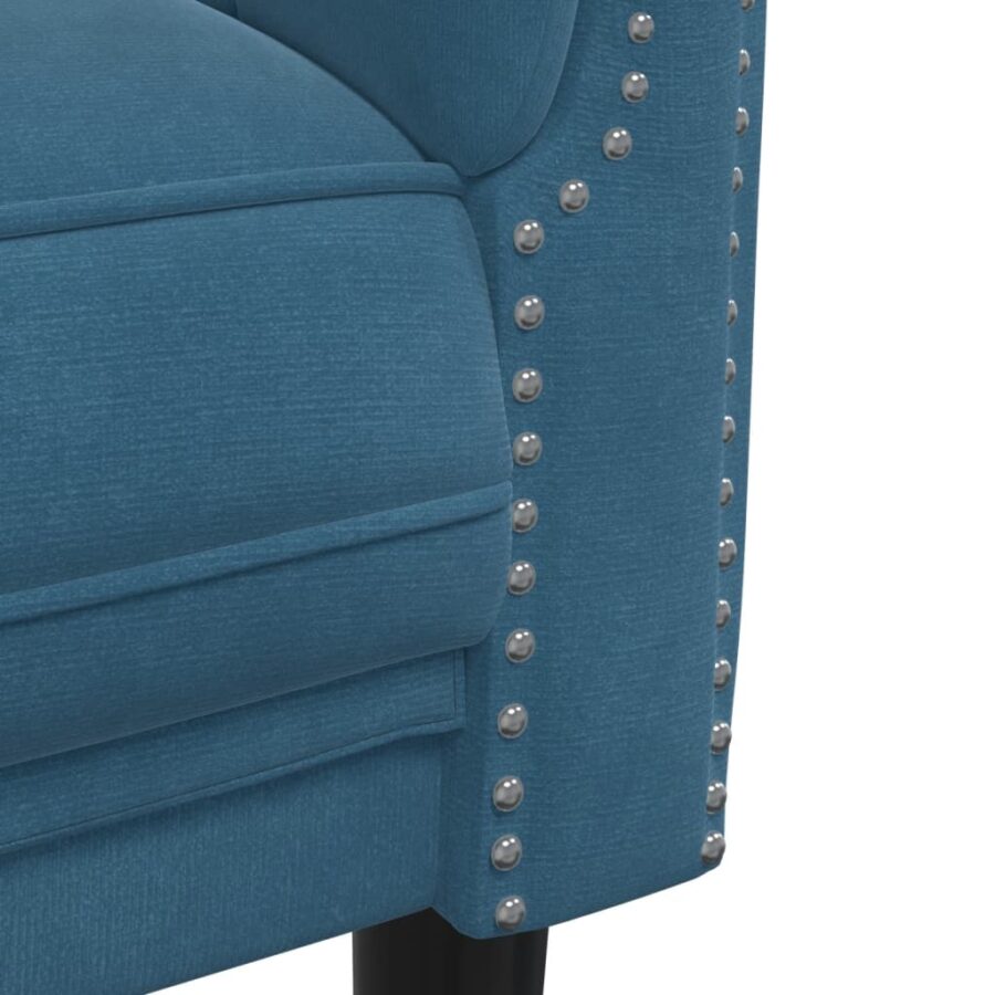 3-delige Loungeset fluweel blauw - Afbeelding 7