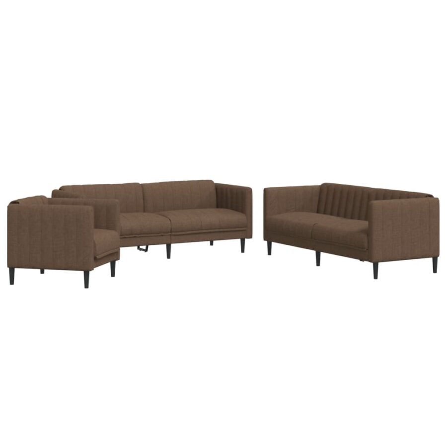 3-delige Loungeset stof bruin - Afbeelding 2