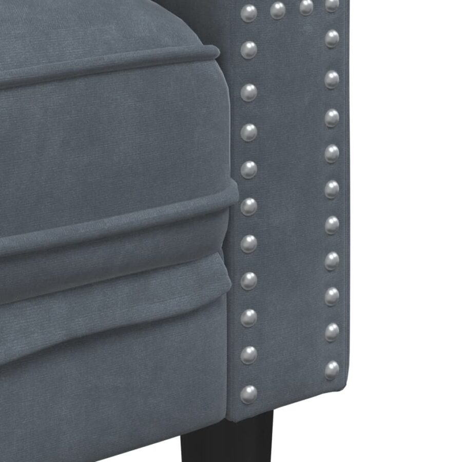 3-delige Loungeset Chesterfield en bolsters fluweel donkergrijs - Afbeelding 7