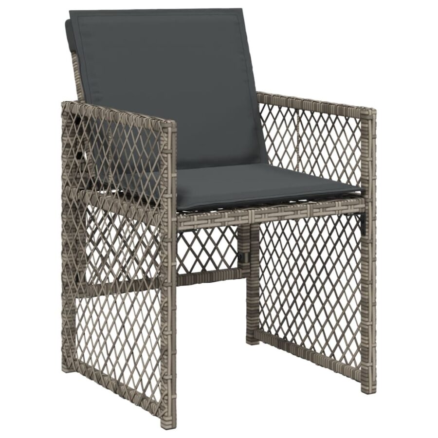 9-delige Tuinset met kussens poly rattan grijs - Afbeelding 4
