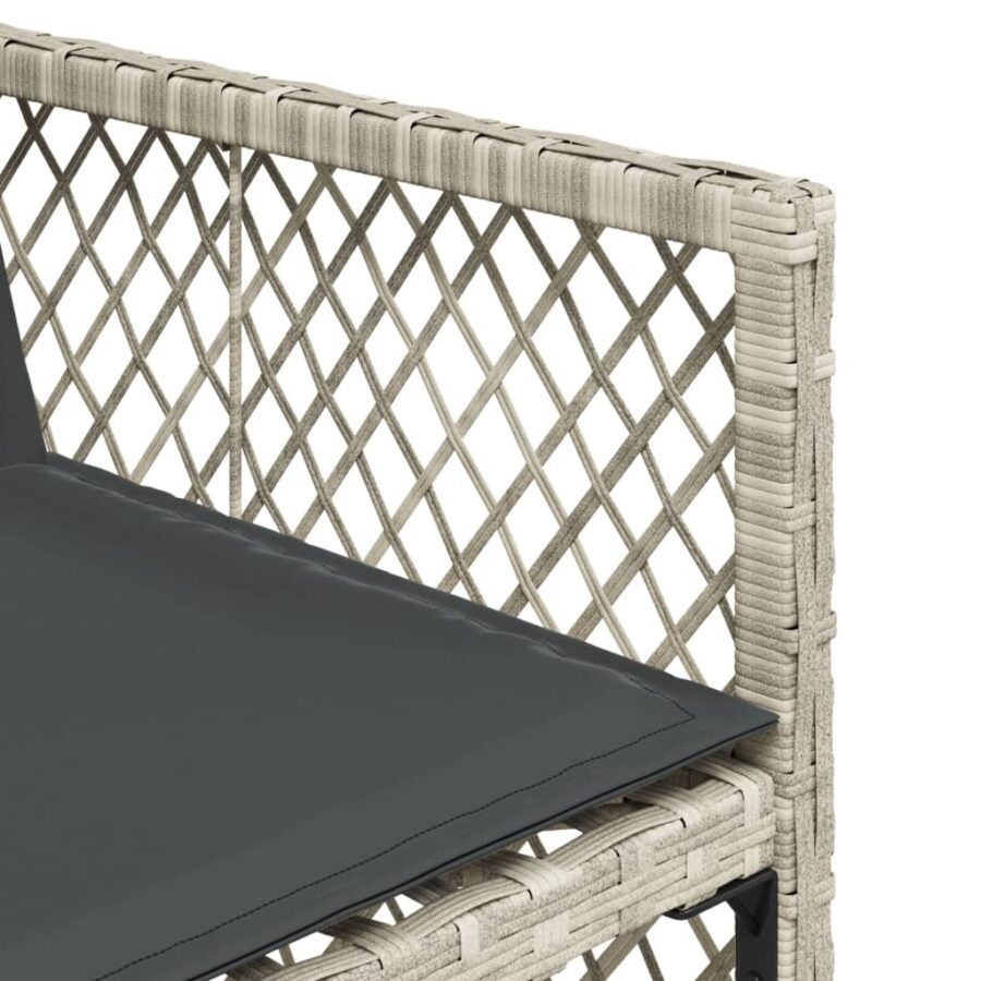 9-delige Tuinset met kussens poly rattan lichtgrijs - Afbeelding 8