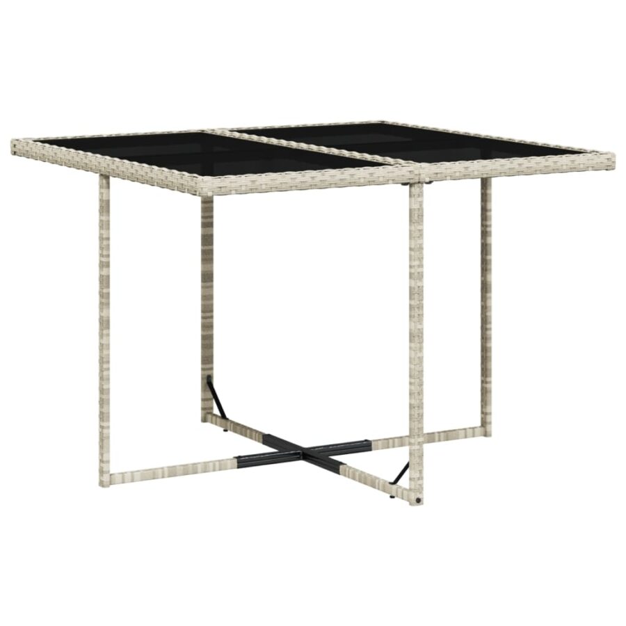 9-delige Tuinset met kussens poly rattan lichtgrijs - Afbeelding 3