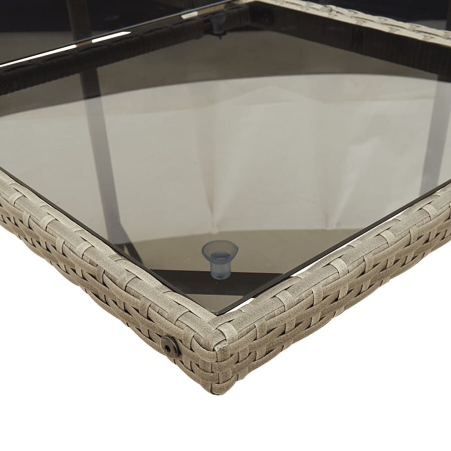11-delige Tuinset met kussens poly rattan grijs - Afbeelding 7