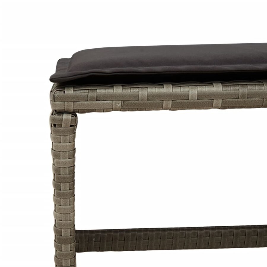 9-delige Tuinset met kussens poly rattan grijs - Afbeelding 10