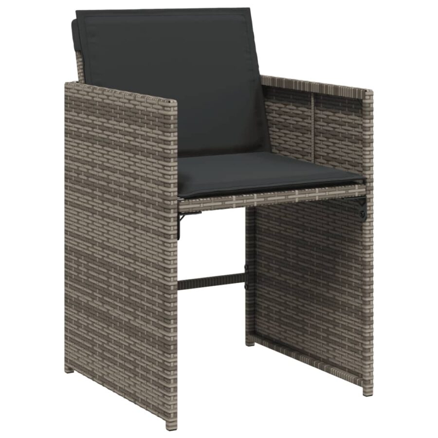 11-delige Tuinset met kussens poly rattan grijs - Afbeelding 5