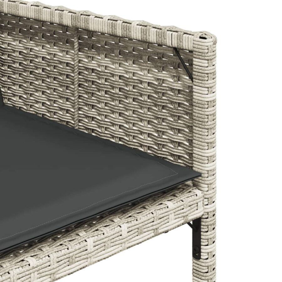 9-delige Tuinset met kussens poly rattan lichtgrijs - Afbeelding 5