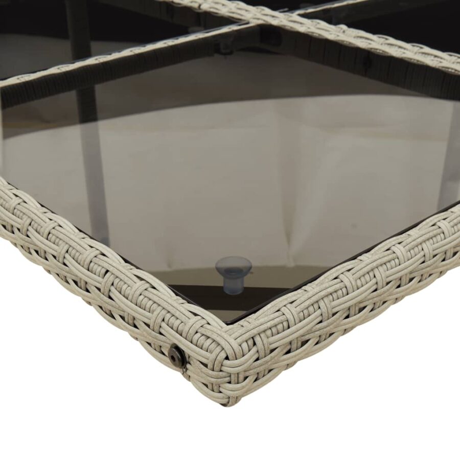 9-delige Tuinset met kussens poly rattan lichtgrijs - Afbeelding 7
