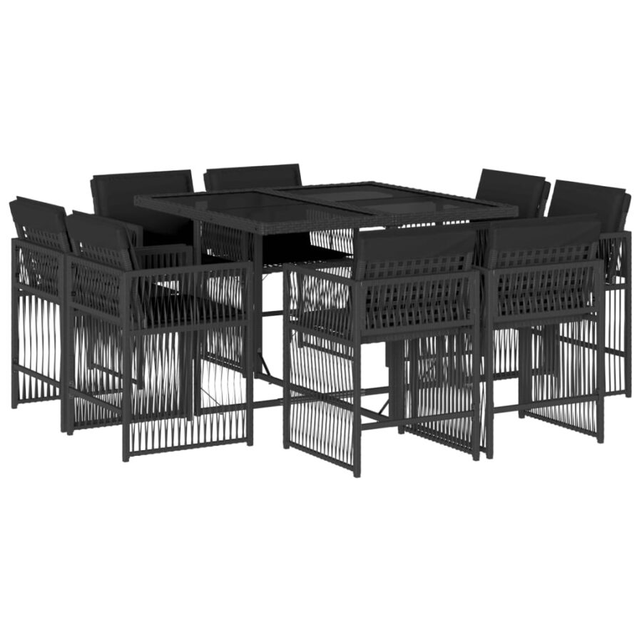 9-delige Tuinset poly rattan zwart - Afbeelding 2