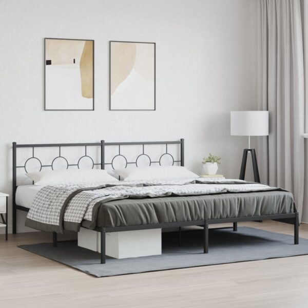 Bedframe met hoofdbord metaal zwart 193x203 cm