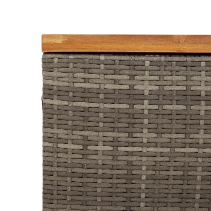 Tuinbox 110x55x63 cm poly rattan en acaciahout grijs - Afbeelding 8