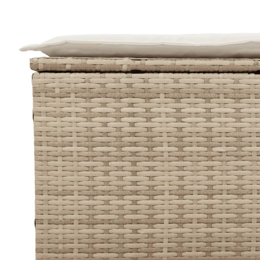 Tuinbank 3-zits met kussens poly rattan beige - Afbeelding 6