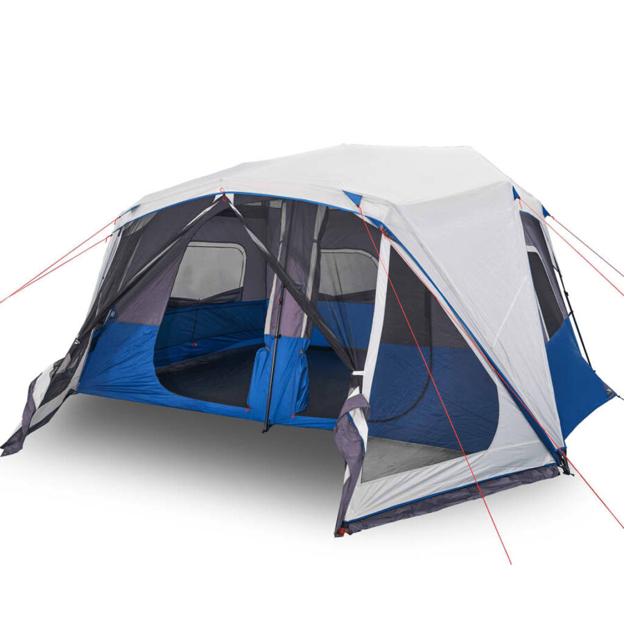 Tent met LED 10-persoons snelontgrendeling lichtblauw - Afbeelding 2
