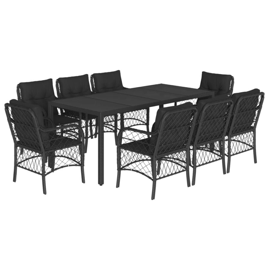 9-delige Tuinset poly rattan zwart - Afbeelding 2