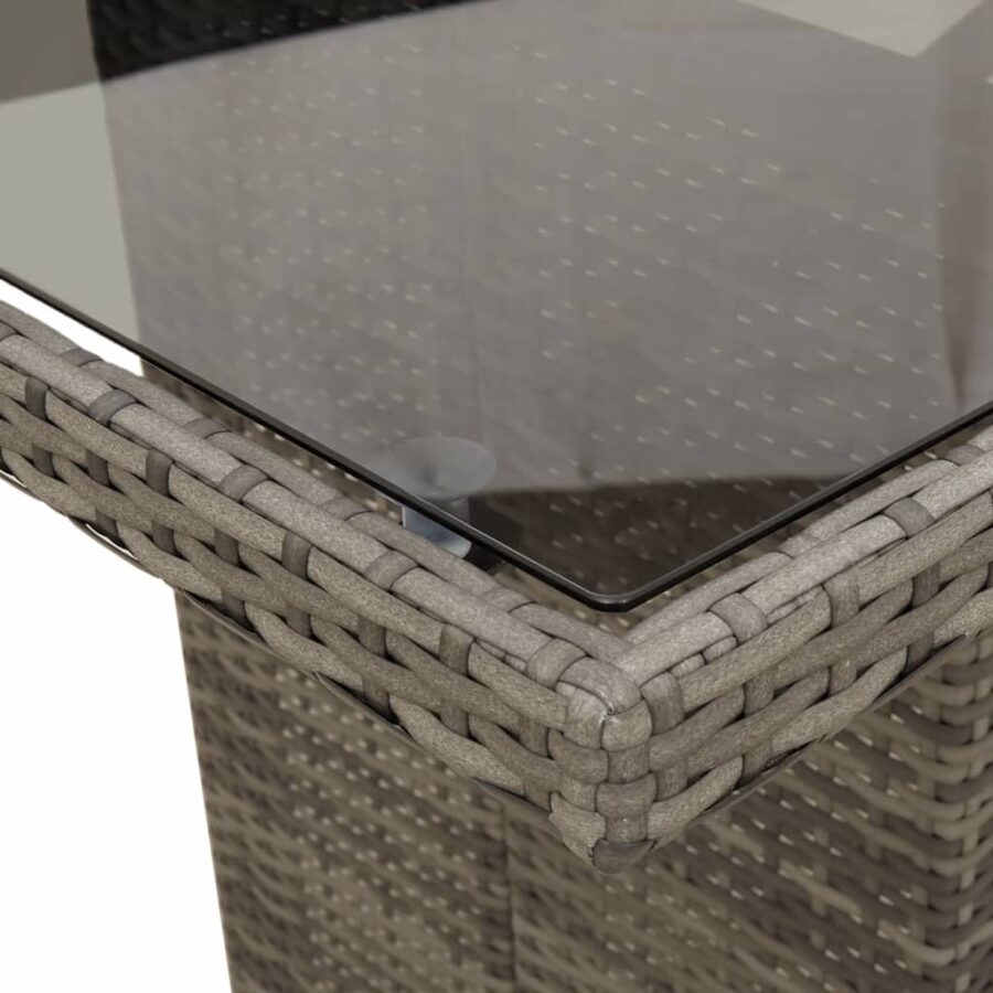 9-delige Tuinset met kussens poly rattan grijs - Afbeelding 6