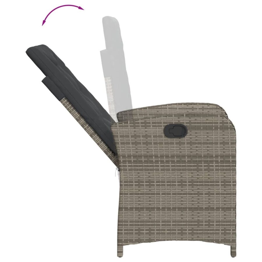 9-delige Tuinset met kussens poly rattan grijs - Afbeelding 5