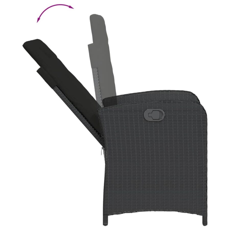5-delige Tuinset met kussens poly rattan zwart - Afbeelding 4
