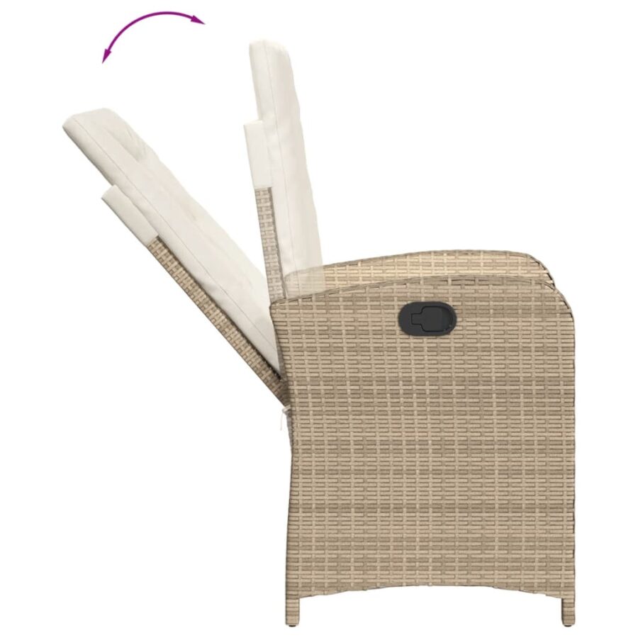 5-delige Tuinset met kussens poly rattan beige - Afbeelding 5