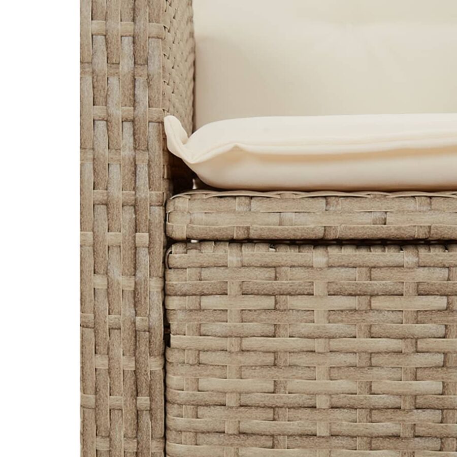 5-delige Tuinset met kussens poly rattan beige - Afbeelding 11