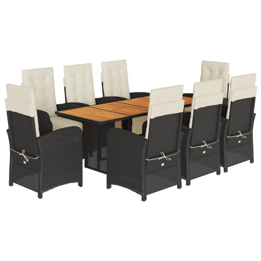 9-delige Tuinset poly rattan zwart - Afbeelding 2