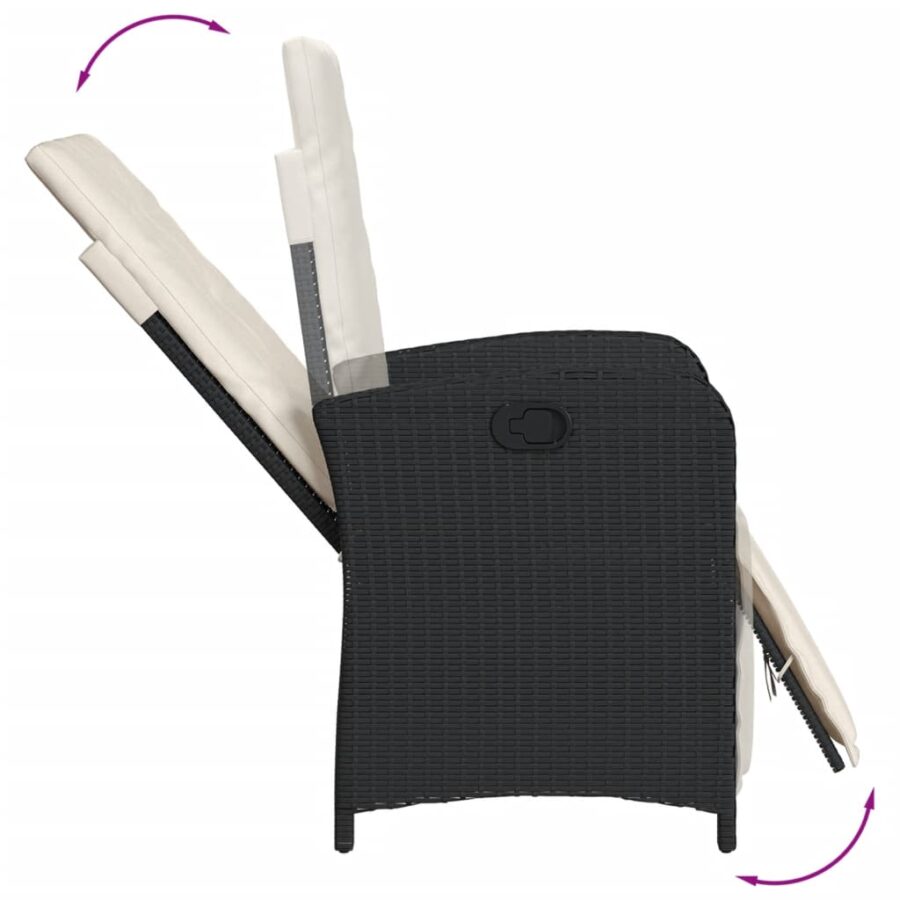 5-delige Tuinset met kussens poly rattan zwart - Afbeelding 4