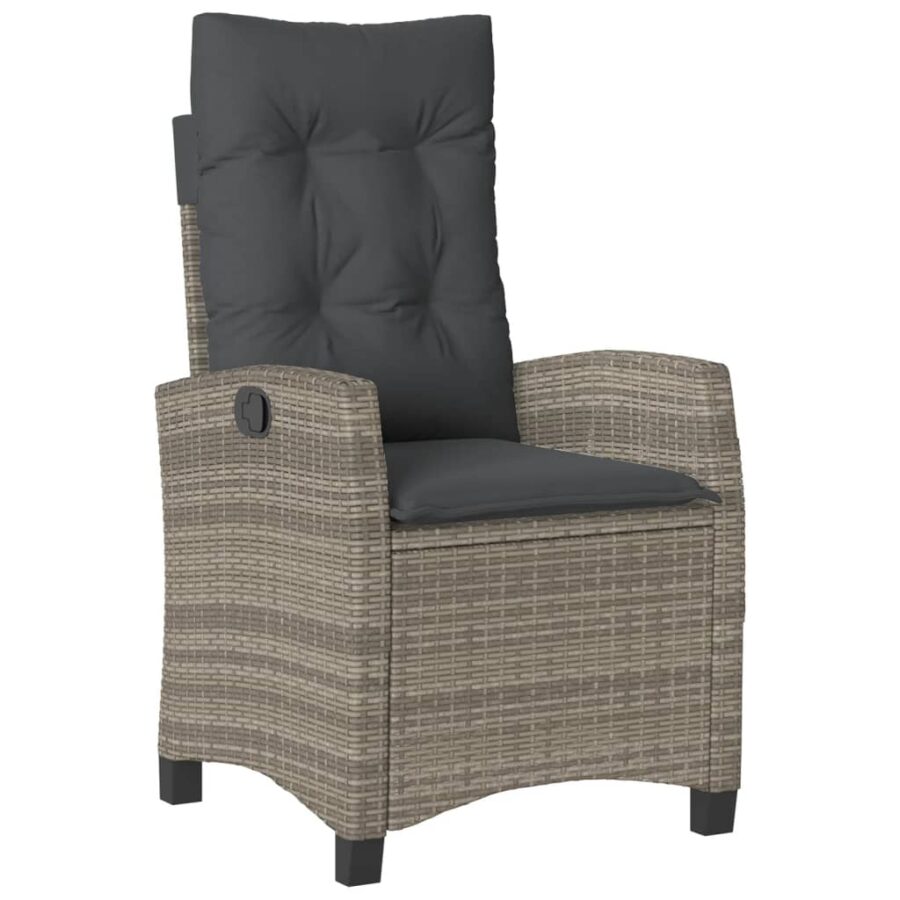 5-delige Tuinset met kussens poly rattan grijs - Afbeelding 4