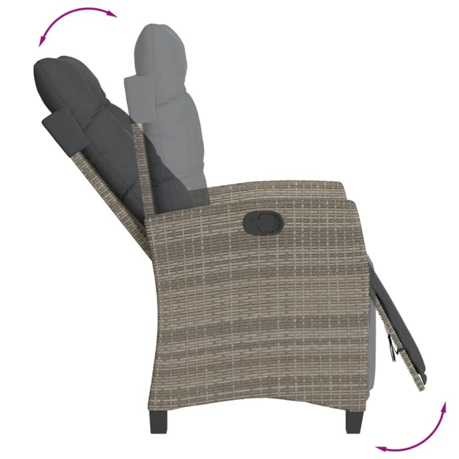 5-delige Tuinset met kussens poly rattan grijs - Afbeelding 6