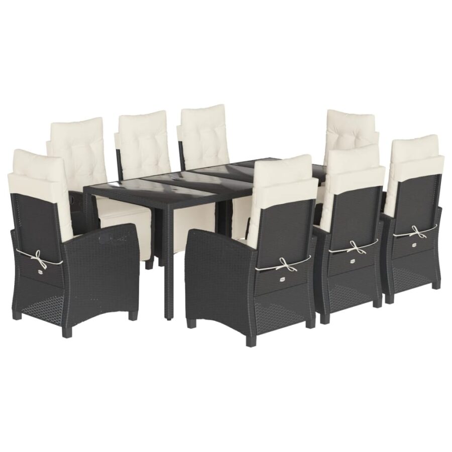 9-delige Tuinset poly rattan zwart - Afbeelding 2