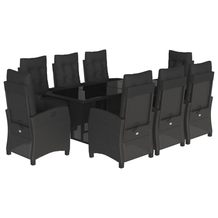 9-delige Tuinset poly rattan zwart - Afbeelding 2