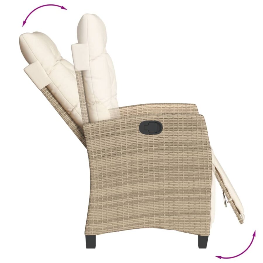 5-delige Tuinset met kussens poly rattan beige - Afbeelding 4