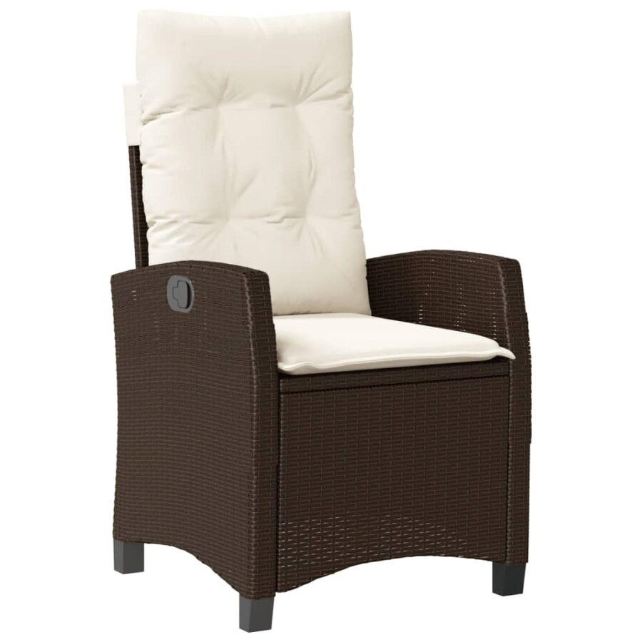 5-delige Tuinset met kussens poly rattan bruin - Afbeelding 3