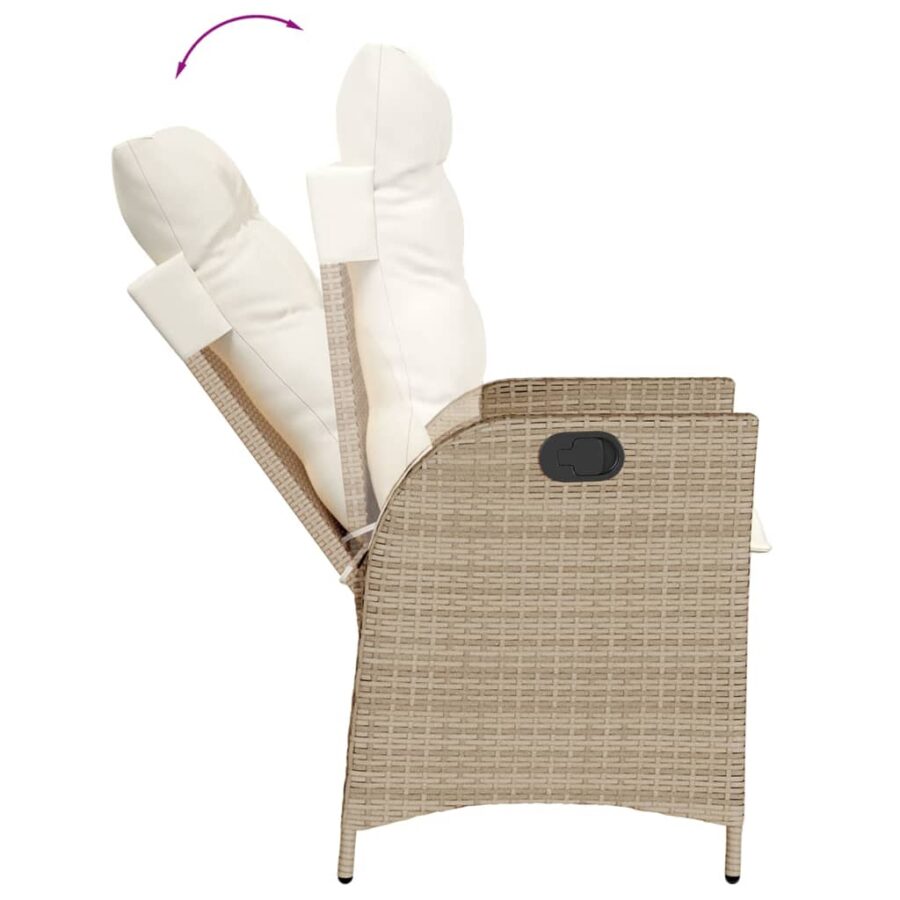 5-delige Tuinset met kussens poly rattan beige - Afbeelding 4