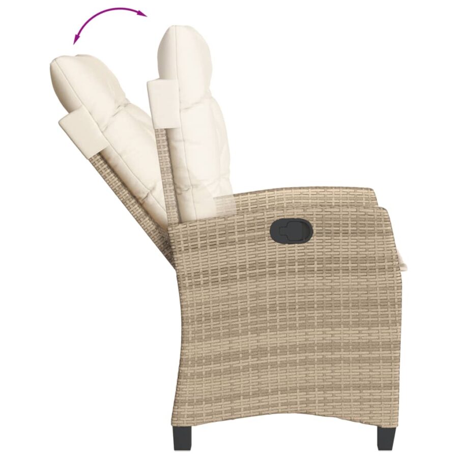 5-delige Tuinset met kussens poly rattan beige - Afbeelding 4
