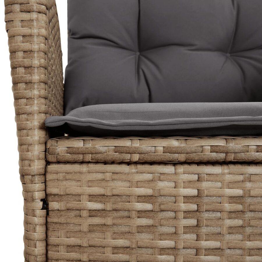 5-delige Tuinset met kussens poly rattan beige - Afbeelding 5