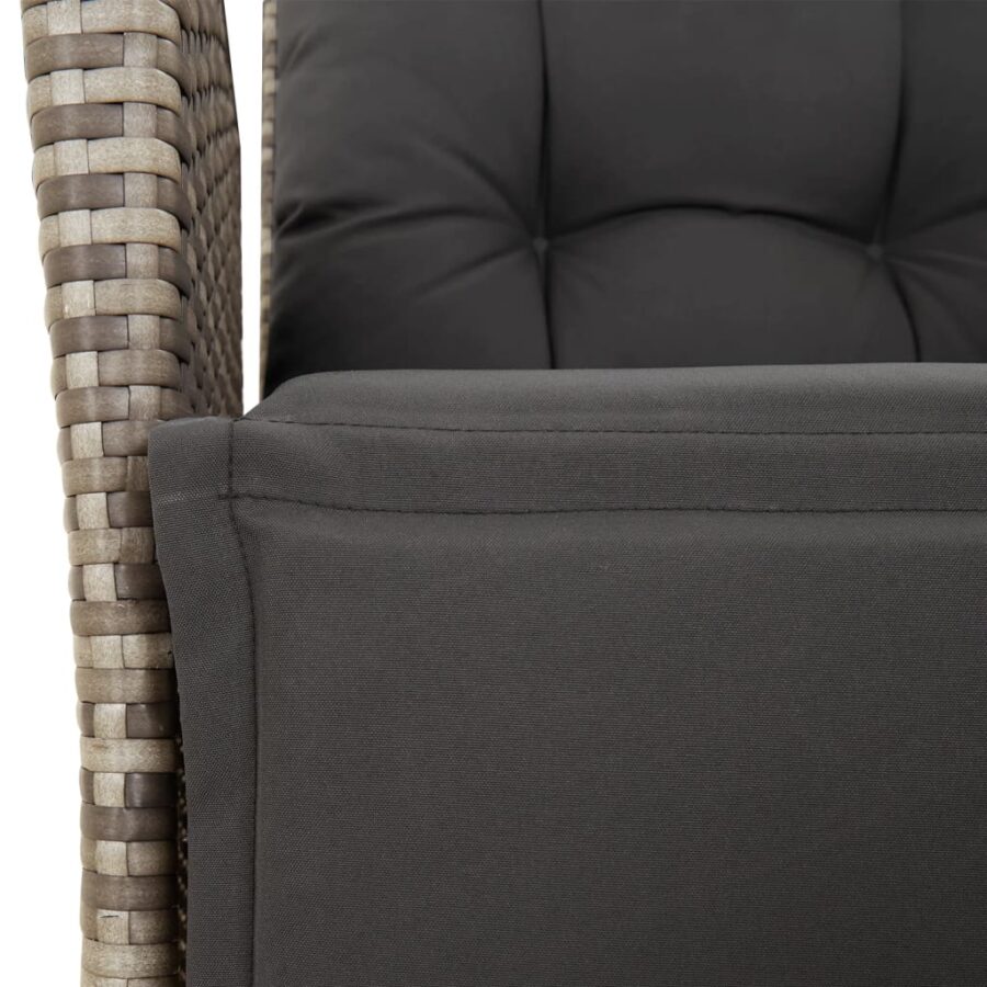 9-delige Tuinset met kussens poly rattan grijs - Afbeelding 7