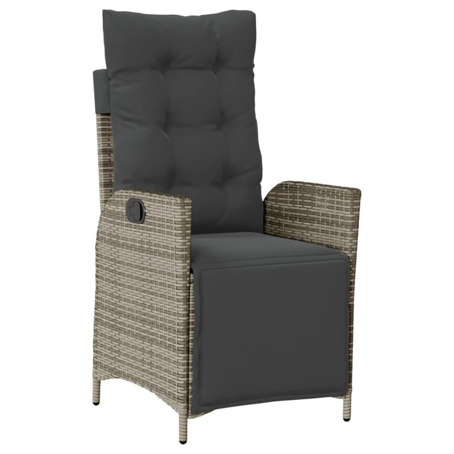 9-delige Tuinset met kussens poly rattan grijs - Afbeelding 4