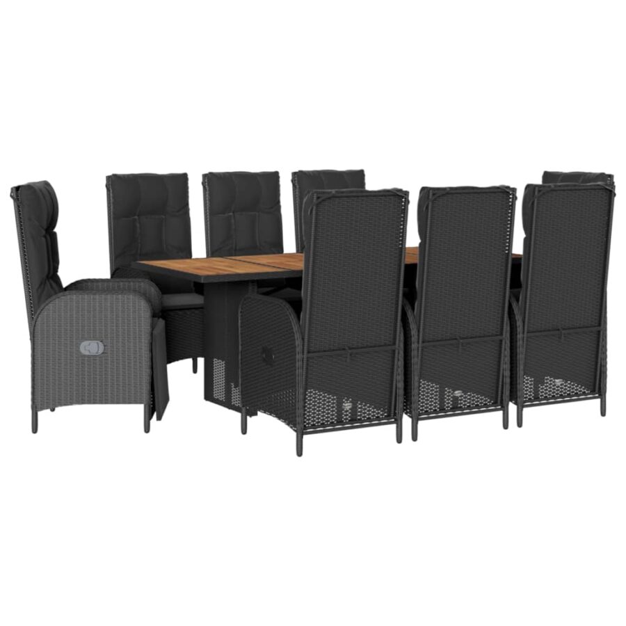 9-delige Tuinset poly rattan zwart - Afbeelding 2