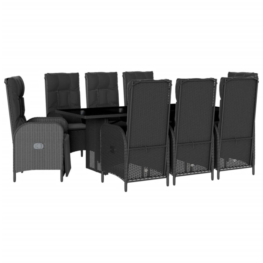 9-delige Tuinset poly rattan zwart - Afbeelding 2