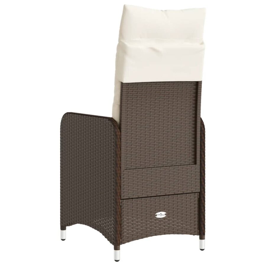 Tuinstoelen 2 st verstelbaar met kussens poly rattan bruin - Afbeelding 6