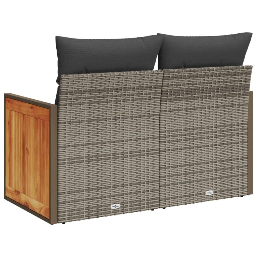 Tuinbank 2-zits met kussens poly rattan grijs - Afbeelding 6