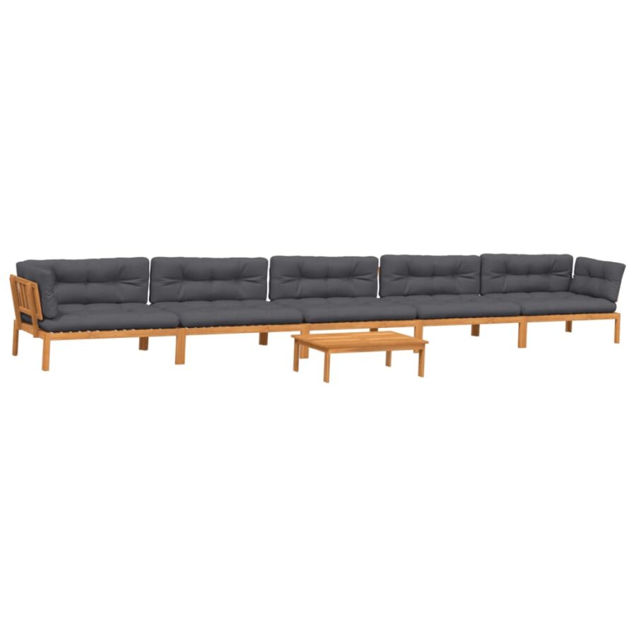 6-delige Loungeset pallet met kussens massief acaciahout - Afbeelding 2