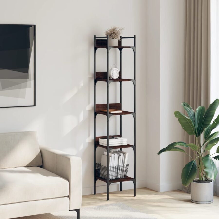 Boekenkast 5-laags 35x30x174 cm bewerkt hout bruin eikenkleur - Afbeelding 3