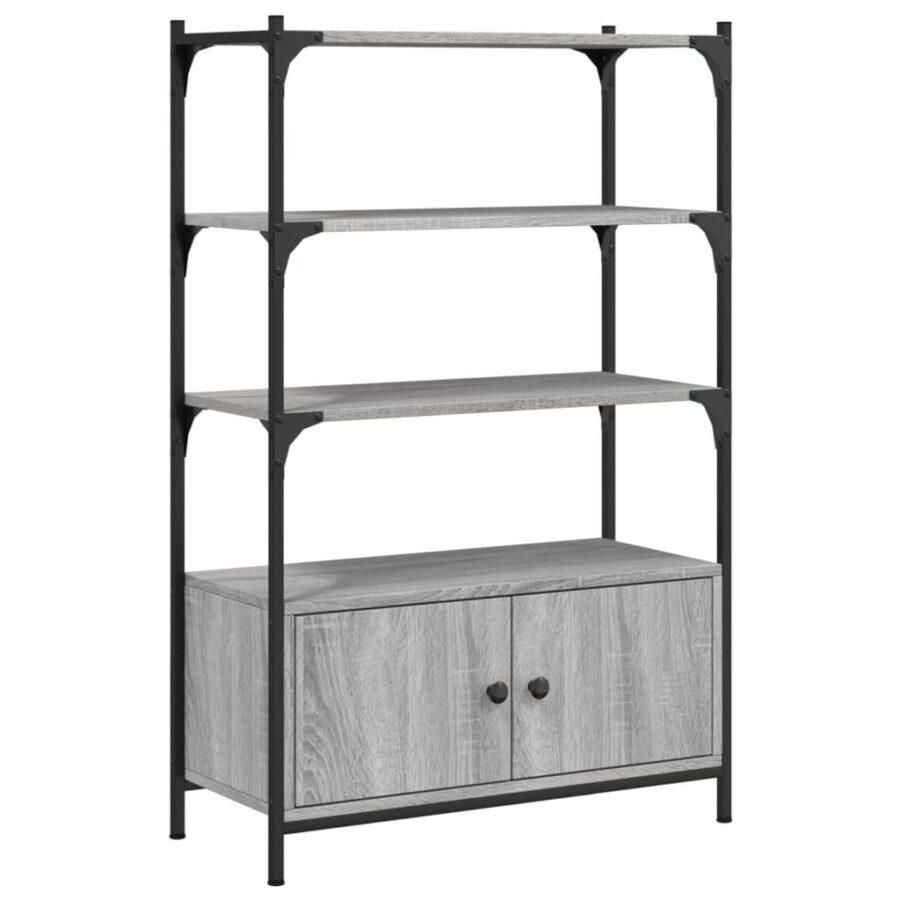 Boekenkast 3-laags 70x30x109,5 cm bewerkt hout grijs sonoma - Afbeelding 2