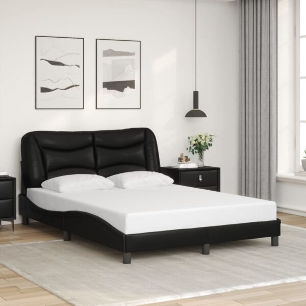 Bedframe met hoofdeind kunstleer zwart 140x190 cm