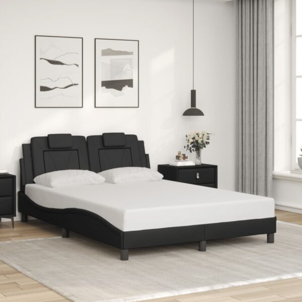 Bedframe met hoofdeind kunstleer zwart 140x190 cm