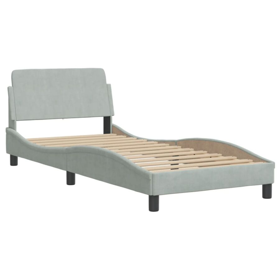 Bed met matras fluweel lichtgrijs 90x190 cm - Afbeelding 4