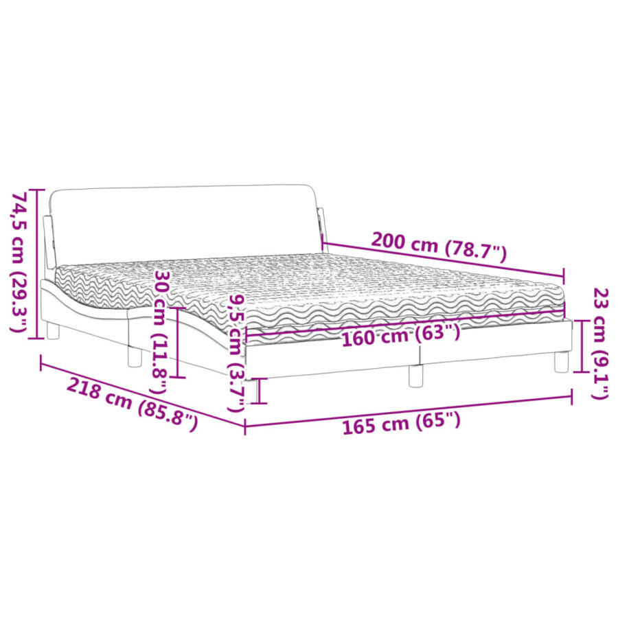 Bed met matras stof donkerbruin 160x200 cm - Afbeelding 9