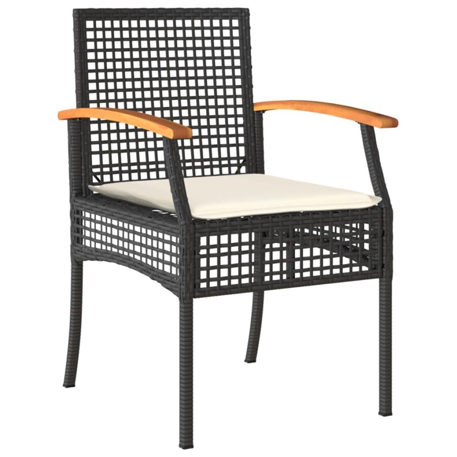 4-delige Tuinset met kussens poly rattan zwart - Afbeelding 4