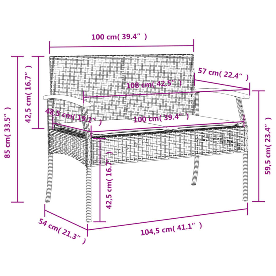 3-delige Tuinset met kussens poly rattan beige - Afbeelding 7